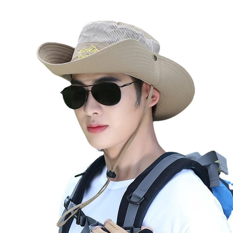 남녀공용 넓은 챙 낚시 모자, 하이킹용 버킷 모자, 야외 넓은 챙 태양 모자, 여름 패션