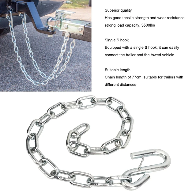Trailer Safety Chain Heavy Duty 3500lbs Safety Chains with Double Spring  Clip S Hooks Towing Wire