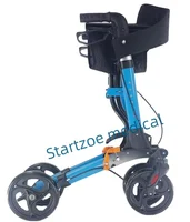 Four-legged Walking Assist Rollator Walker Aluminum Alloy Folding  Pulley Training Mobility Aid Small Wheelchair Walkers Rollato 2