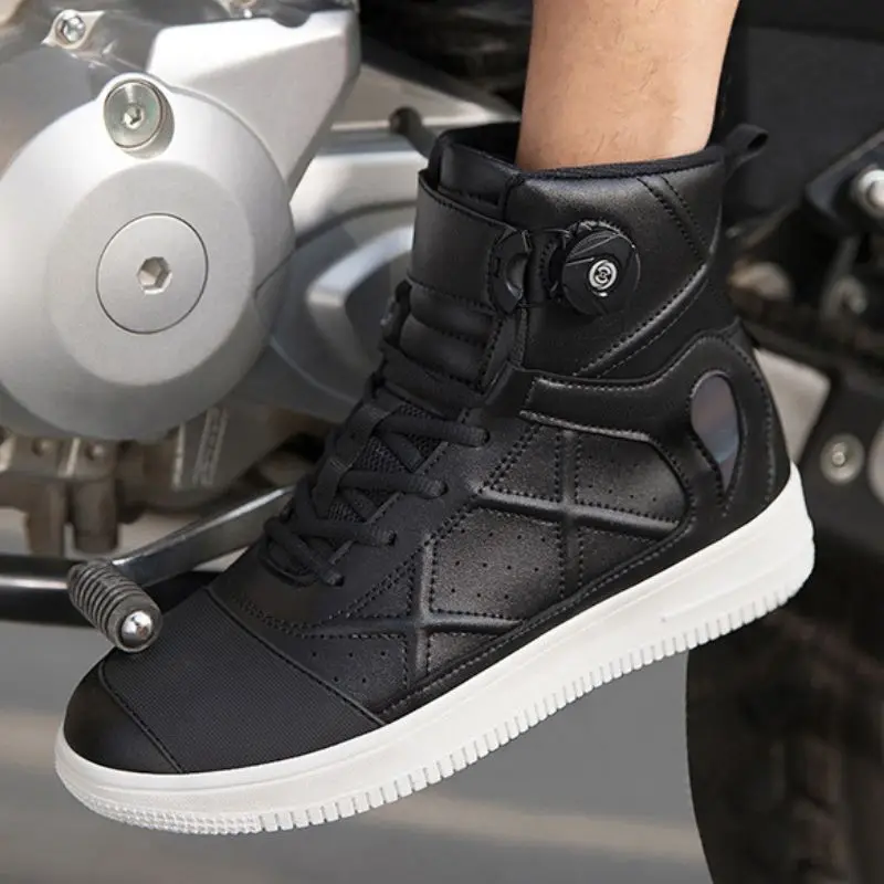 Motorcycle Shoes Motorcycle Boots Black Leather Motorcycle Shoes Anti-slip Motocross Boots Men's Shoes Touring Biker Boots Rubber Sole Motorcycle Equipment
