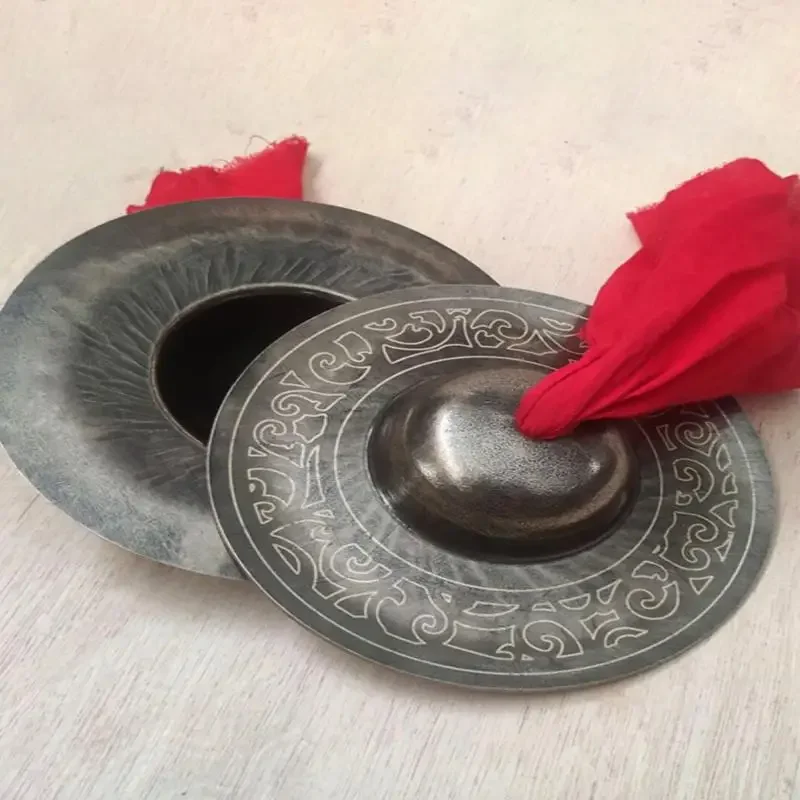 Chinese Traditional Handmade Carved Bronze Cymbals Folk Instrument Stage Performance Percussion