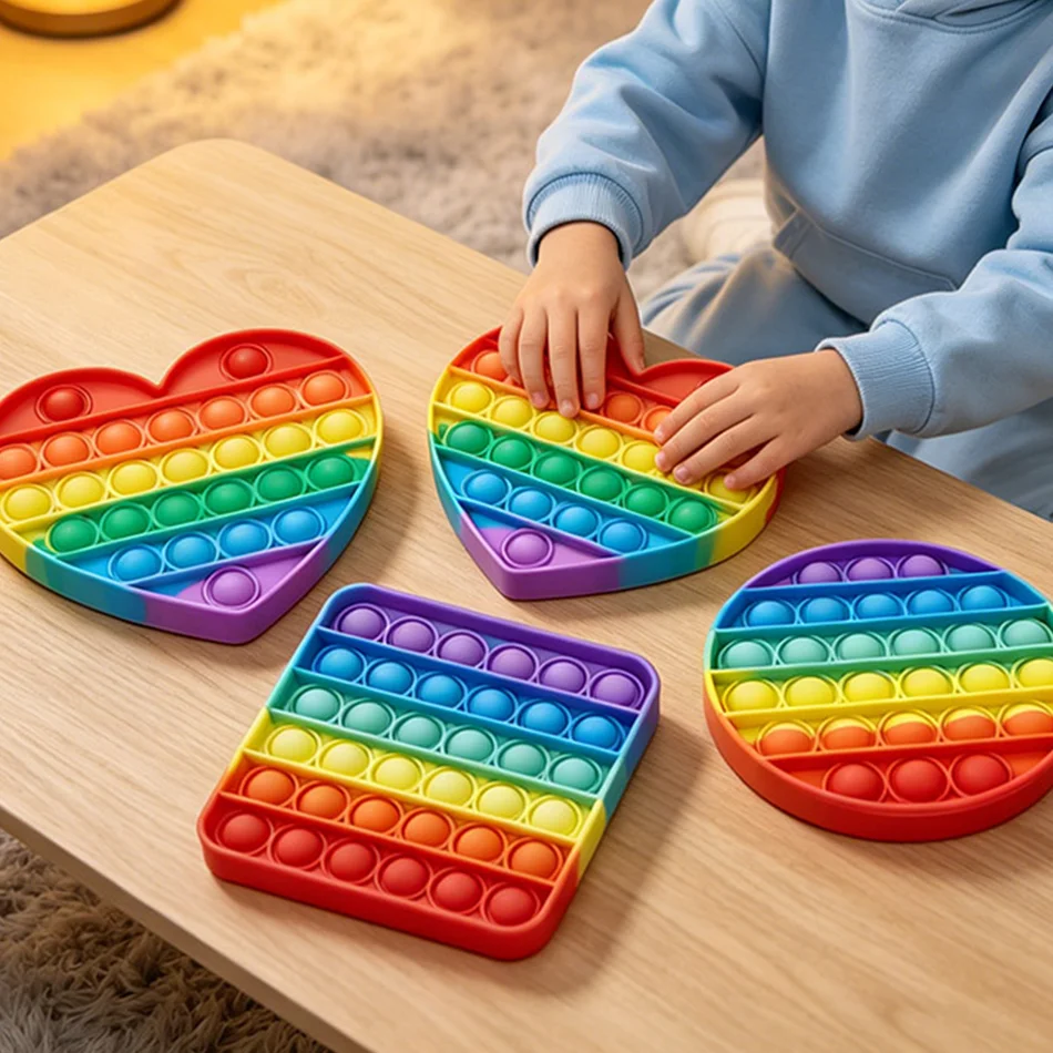 Rainbow Silicone Pop It Fidget Toy - Stress Relief Sensory Toy