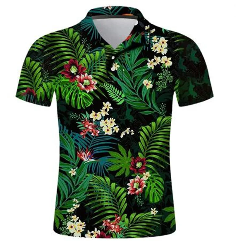 

Fashion Men's Summer Polo Shirt Flowers 3D Print Polo Shirt Harajuku Street Casual Sports Short Sleeve T-shirt Tops