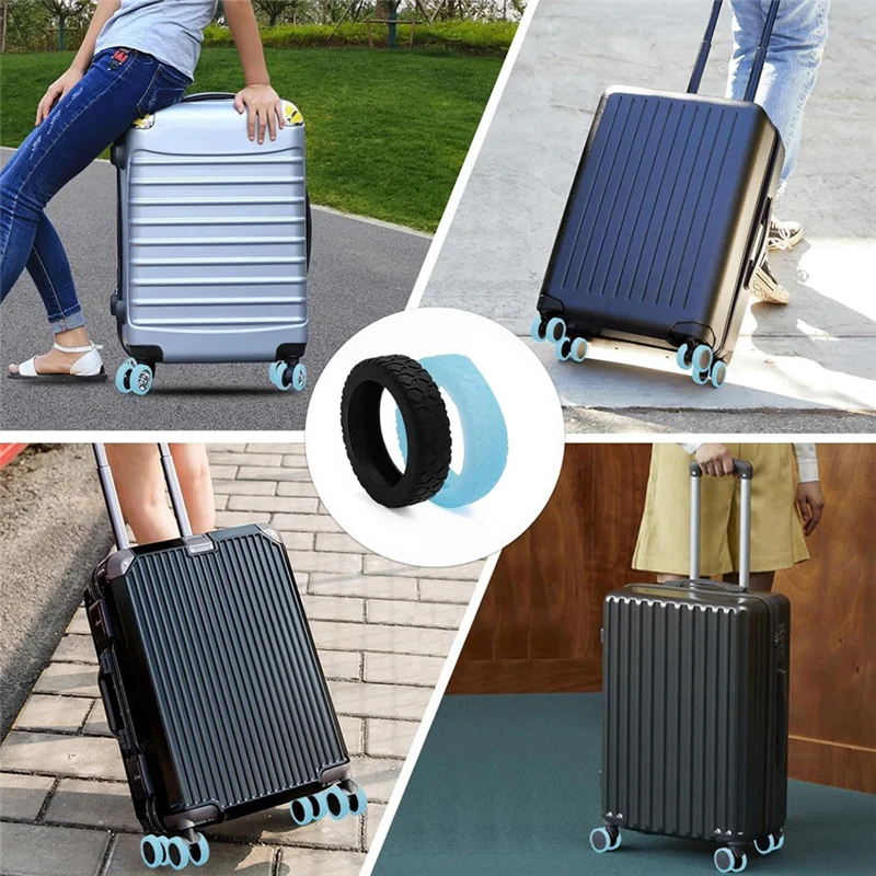 Durable 8Pcs Suitcases Wheel Covers,Silicone Luggage Compartment Wheel Cover For Most 8 Spinner Wheels