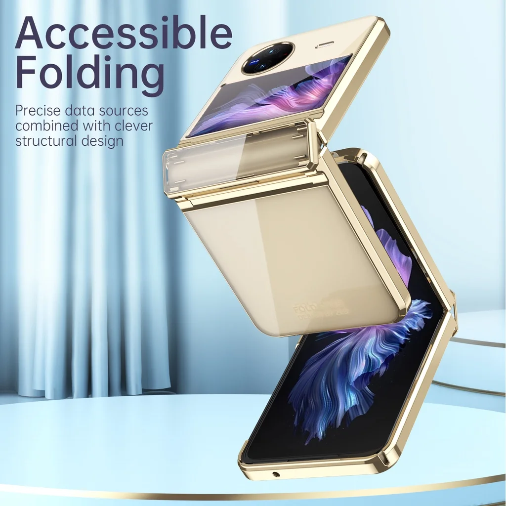 For Vivo X Flip Case Luxury Colorful Electroplated Transparent Folding Shockproof Protection Hard Back Cover Accessories