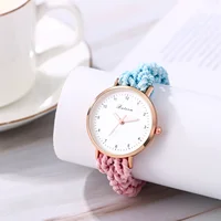 LANCARDO Quartz Braided Scrunchie Watch Elastic Rope Watch Digital Dial Women Multi-functional Ultra-thin Student Bracelet Watch