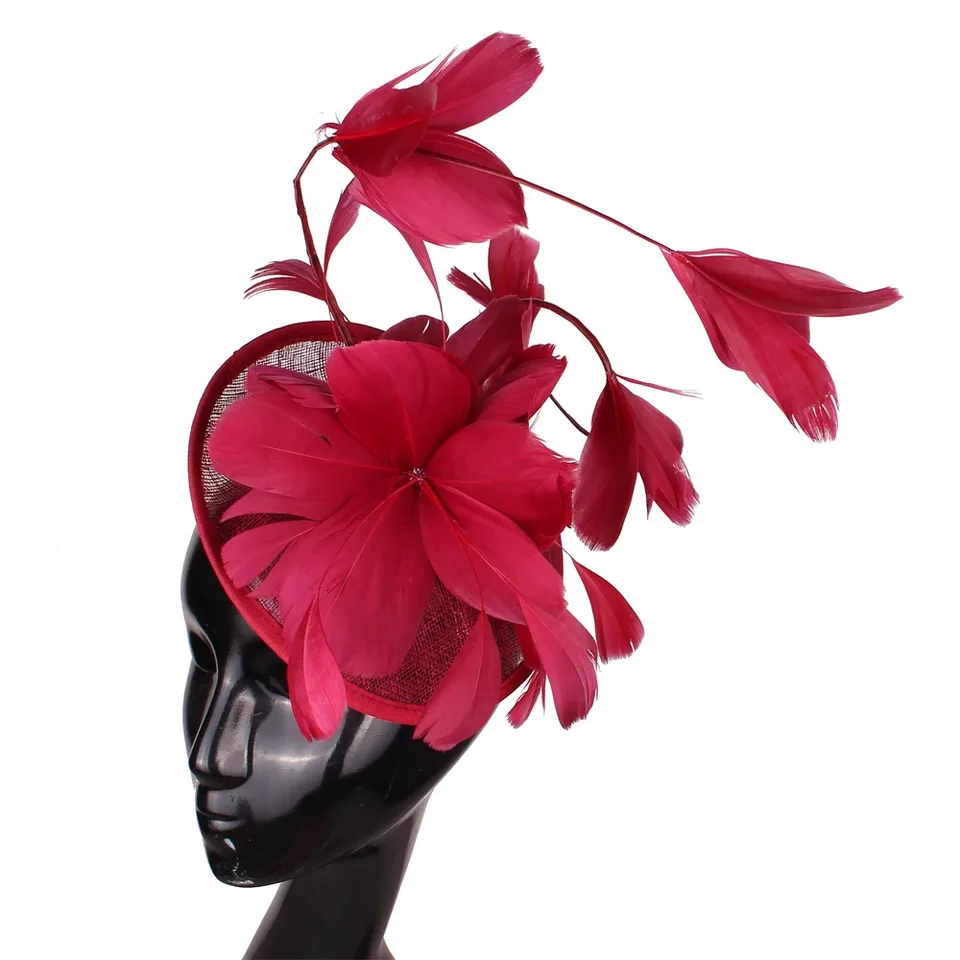 Chapeau Fascinateur Sinamay Gris Argenté Violet - Voile Et Fleur Pour Courses, Mariage