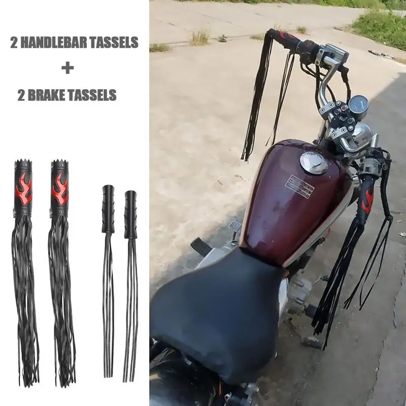Universal Motorcycle Fringe Grips Cover Leather Handlebar Hand Grips Tassel Cuffs Brake Lever Cover For Cruiser Custom motorcycle grip covers
