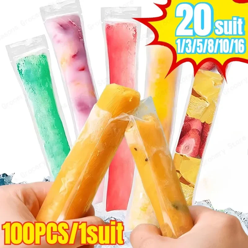 Summer DIY Disposable Popsicle Bag Food Grade PE Material Disposable Household Transparent Fresh Ice Bag Homemade Popsicle
