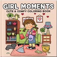GIRL MOMENTS Bold-easy Patterns Coloring Book for Adults and Teens Cute Drawing Book Perfect Gift for Party Birthday 1