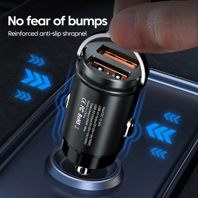 Mini cargador de coche QC3.0 PD de 100W/200W, 12-24V, de carga rápida  mechero, USB tipo C, para Xiaomi, Samsung, Huawei, iPhone - AliExpress