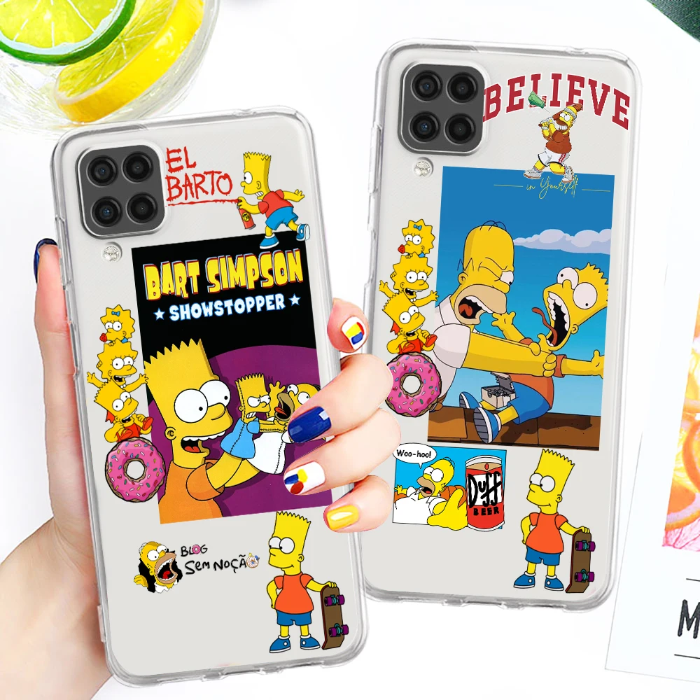 I Simpson Homer Amore Bart Per Samsung A73 A72 A71 A53 A52 A51 A42 A33 A32 A23 A22 A21S A13 A12 Cassa Del Telefono Trasparente