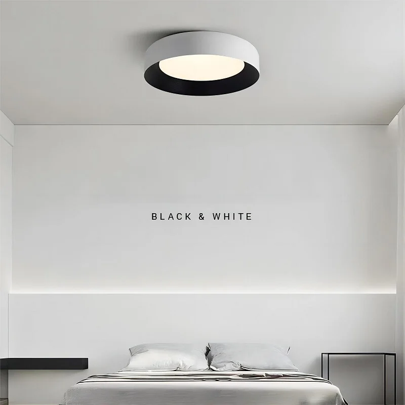 

Italian Classic Black and White Ceiling Light Modern Simple Living Room Bedroom Study Full Spectrum Eye Protection LED Lamps