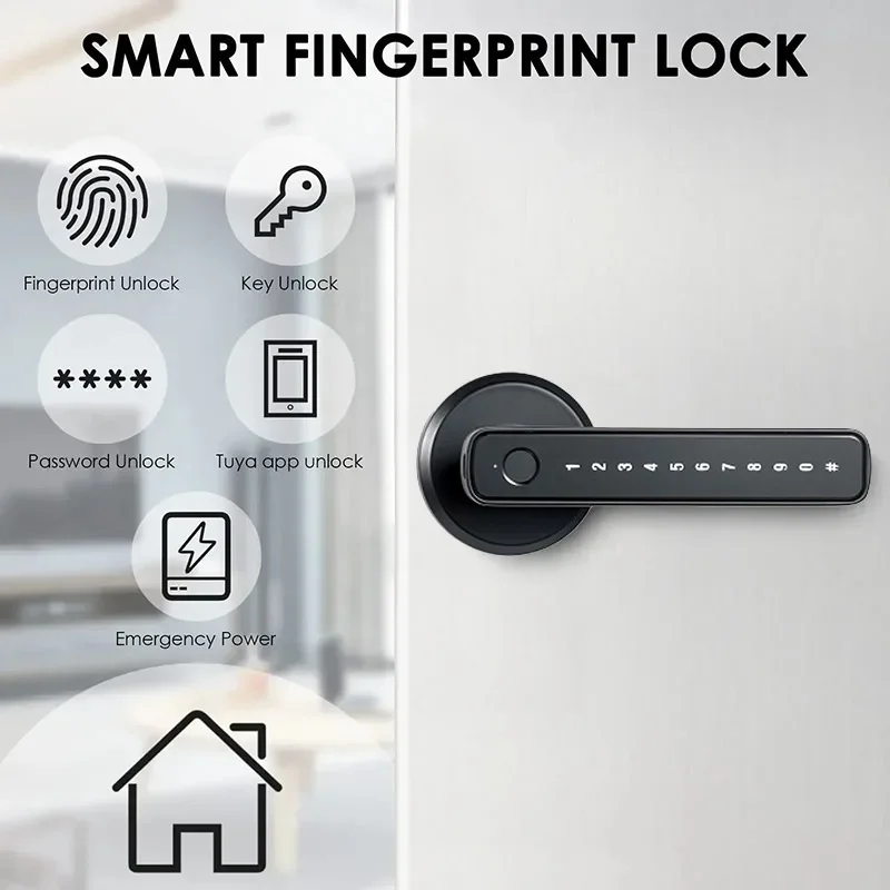 Tuya Smart Fingerprint Door Lock Knob Bluetooth Wireless Digital Door Lock Fingerprint Password Home Security Remote