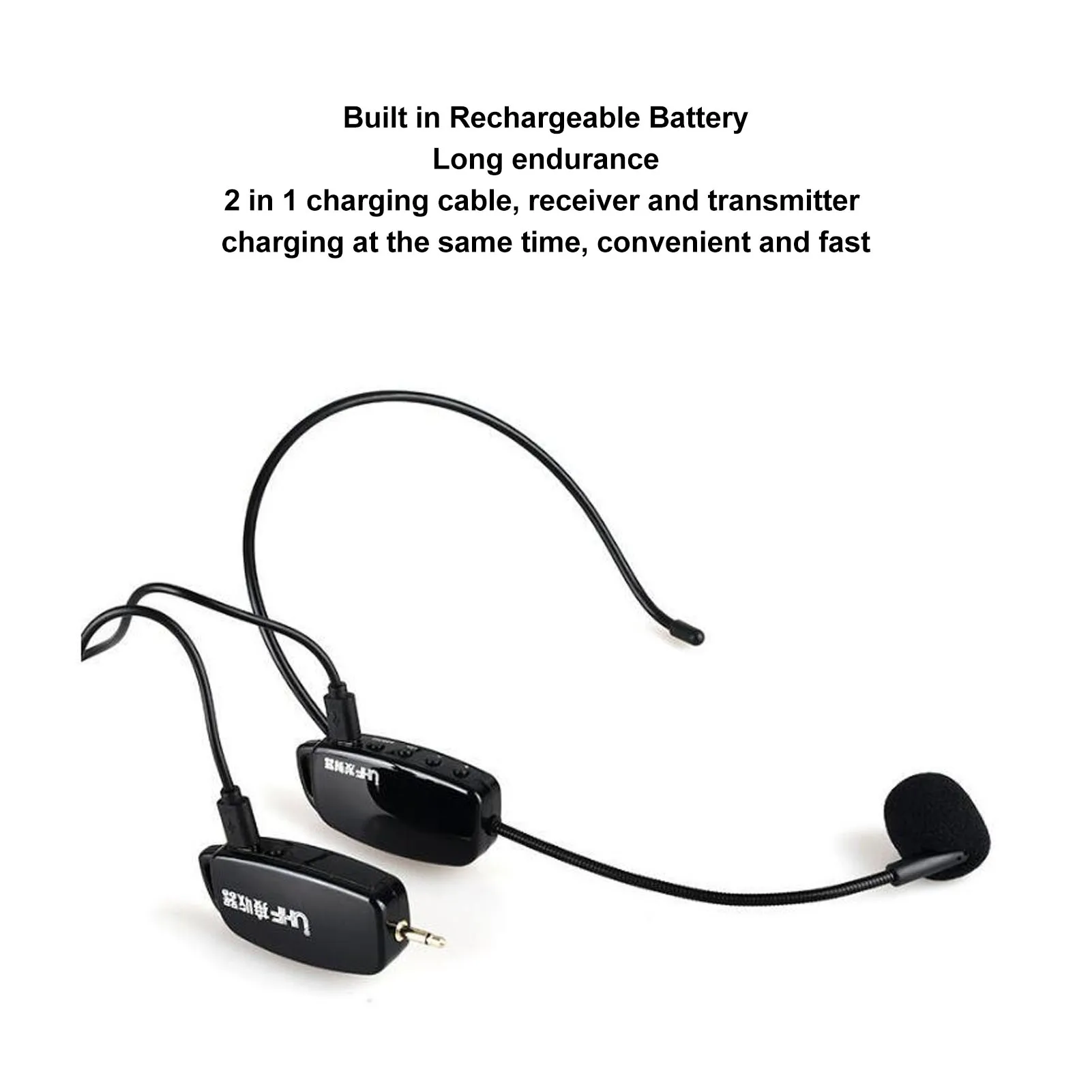 2.4G 2 People Headset Mic Delayless Plug and Play Wireless Microphone Headset Rechargeable Detachable for Stage for Amplifier
