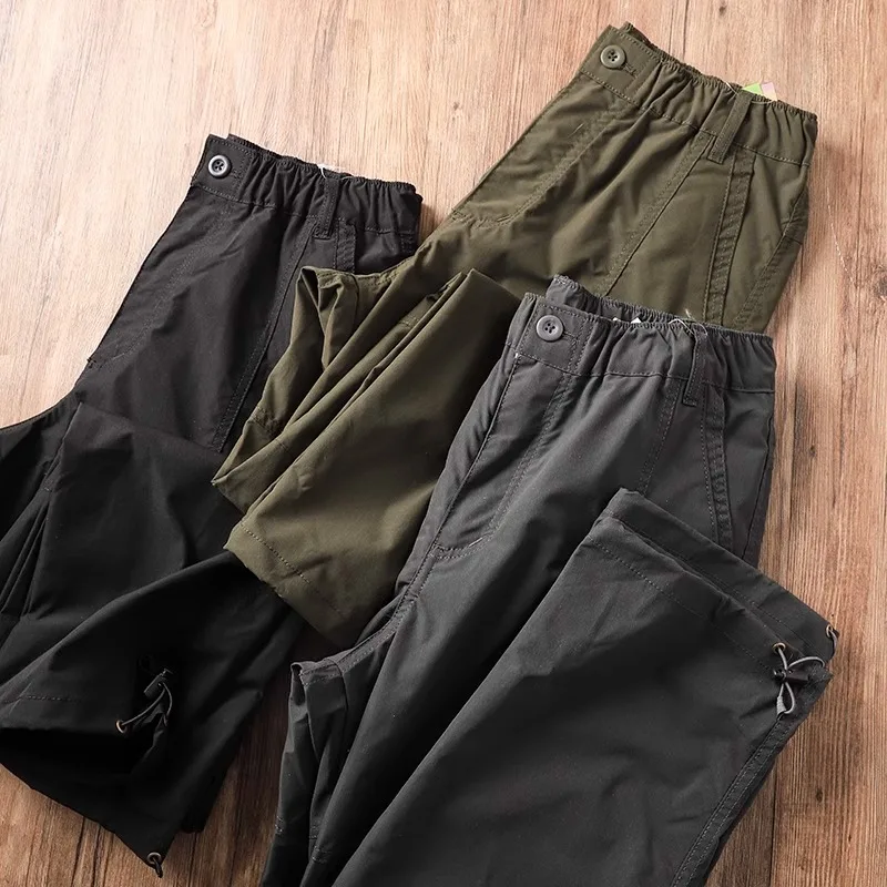 Men's Outdoor Waterproof Outdoor Casual Pants Thin Breathable Loose Straight Workwear Trousers Trendy Summer Lightweight