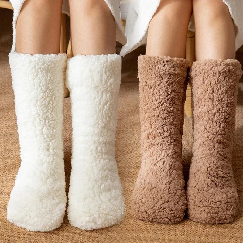 Thickened Winter Woven Thermal Cashmere Socks Floor Socks Women's Carpet Home Plus Socks Velvet Sleep Socks Slippers Leg Cover 4