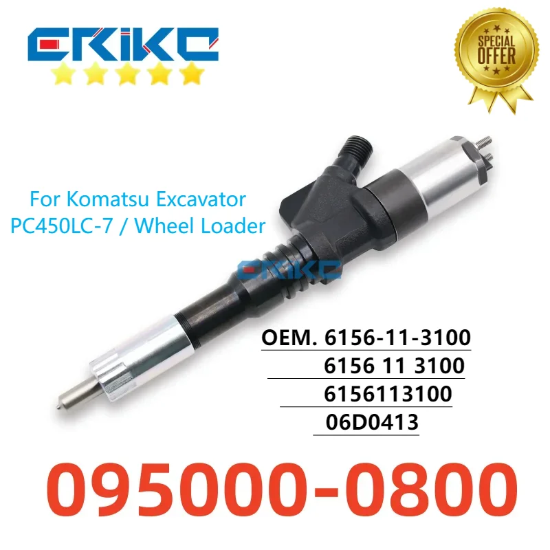 

095000-0800 Common Rail Diesel Injector 6156-11-3100 095000-0801 Fuel Inyector Nozzle for Denso Komatsu SA6D125E 6156-11-3101