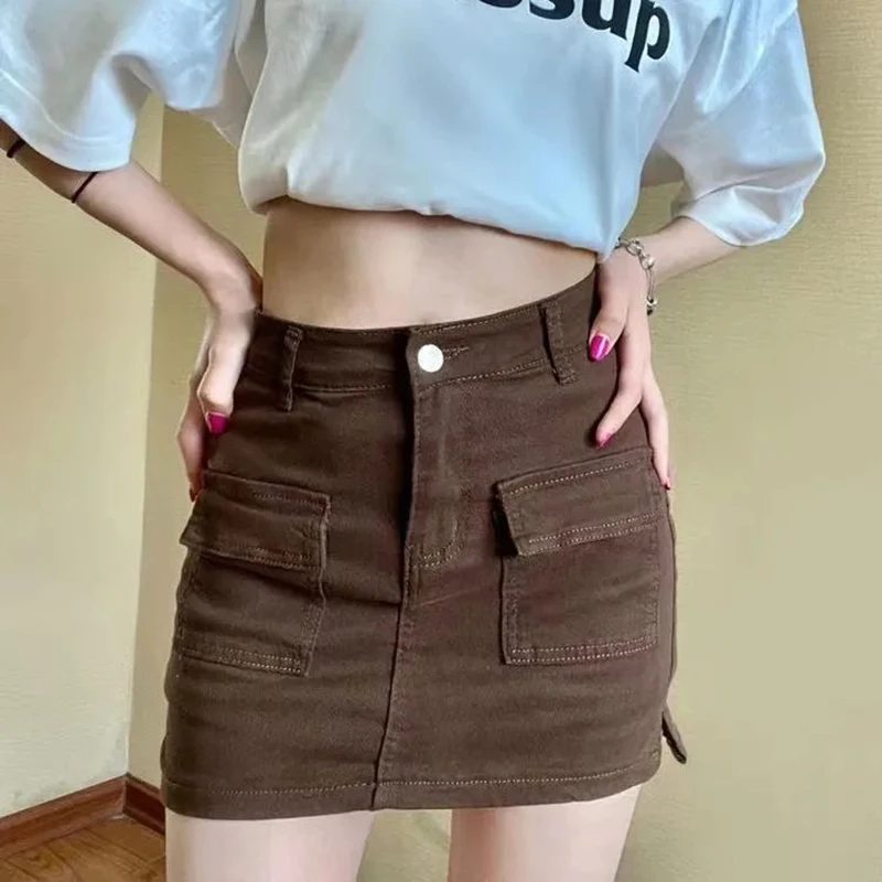 Xpqbb Summer Denim Short Skirt for Women Sexy Slim High Wiast Wrap Hip Mini Skirts Woman Korean Chic Pockets Shorts Jeans Skirt - Image 6