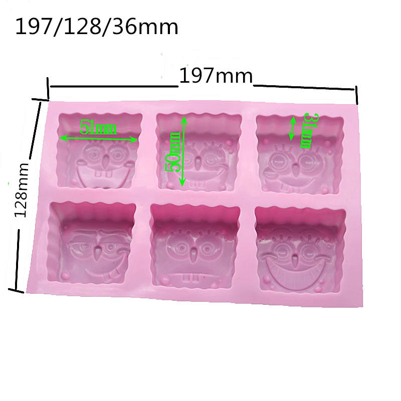6 홀 실리콘 몰드 초콜릿 비누 몰드 퐁당 제과점 캔디 바 몰드 장식 케이크 베이킹 액세서리 Bakeware 도구