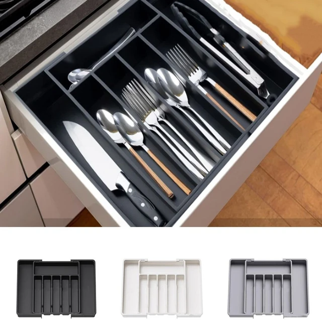 Lifewit Silverware Drawer Organizer, Expandable Utensil Tray for Kitchen,  Adjustable Flatware and Cutlery Holder Black - AliExpress