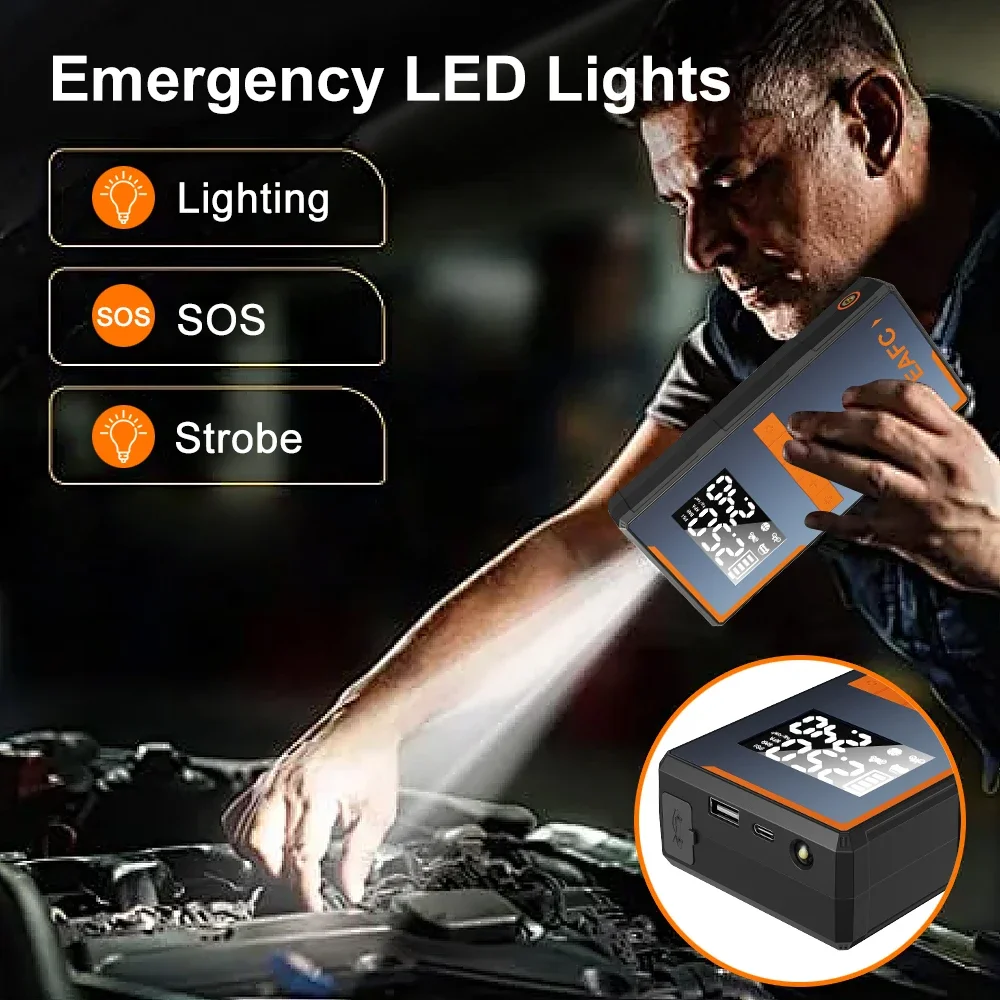 Car Jump Starter 12V Starting Device 1200A with Air Compressor Battery Charger Booster Emergency Start For Petrol Diesel Cars