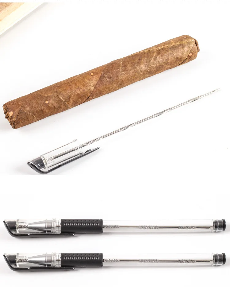 Creative pen shaped stainless steel cigar needle portable cigar punch