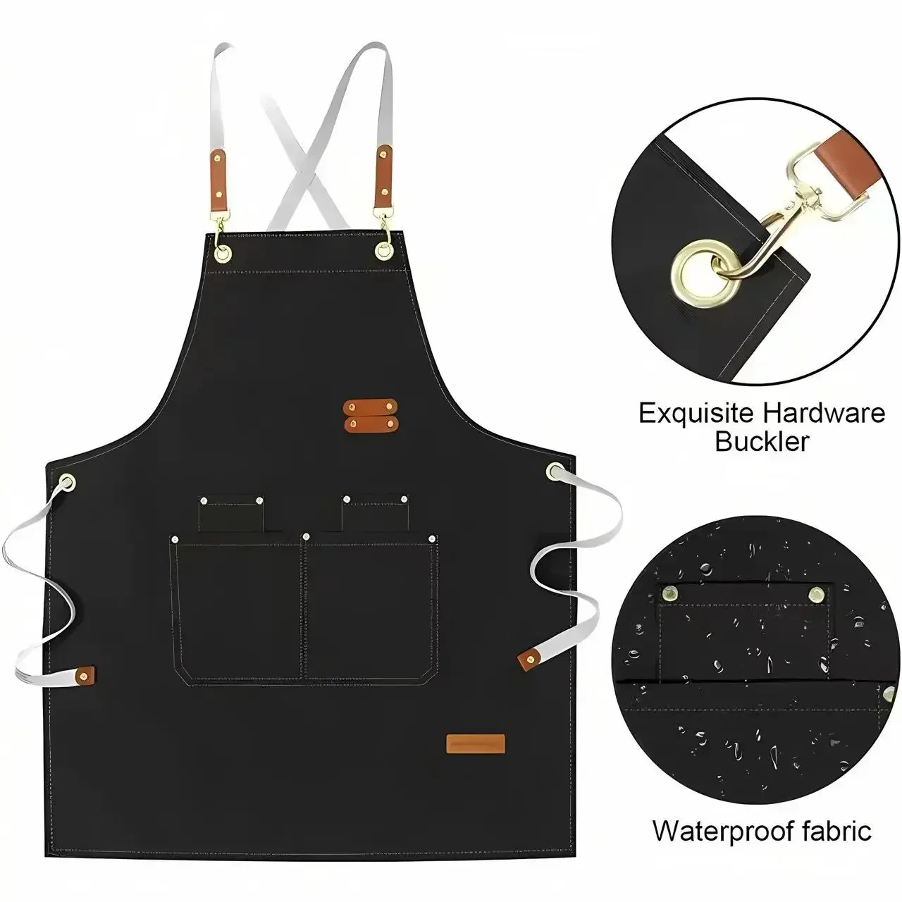 Customized Logo Adjustable Canvas Apron with Pocket