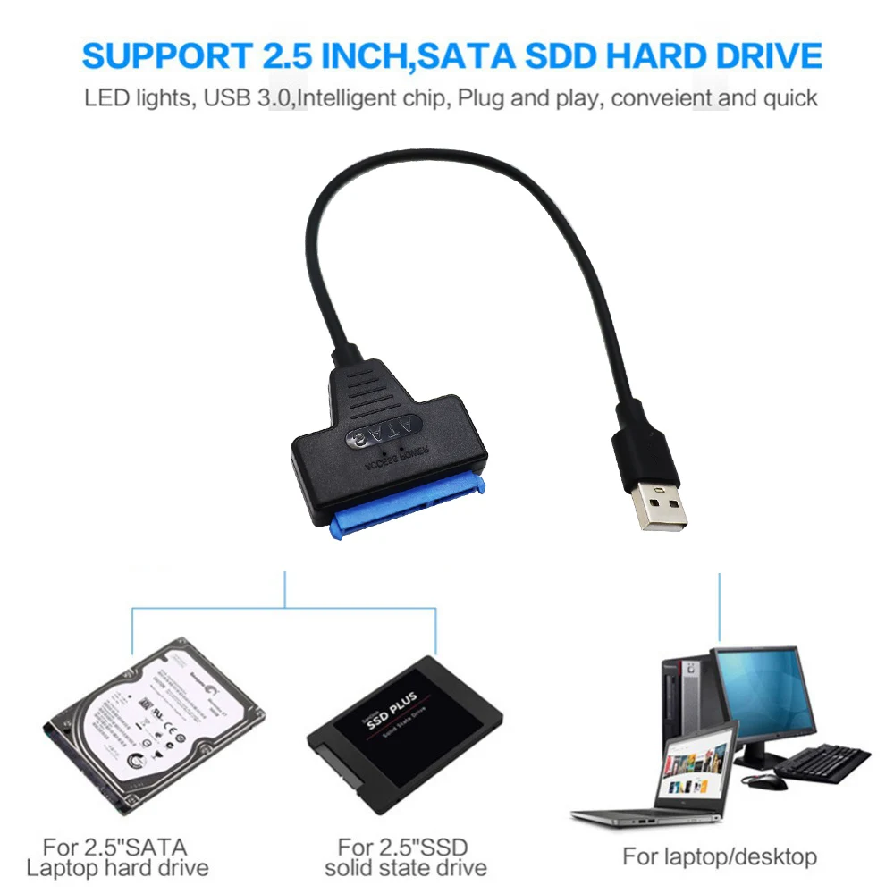 USB 3.0 2.0 SATA 3 Cable Sata To USB 3.0 Adapter Up To 6 Gbps Support 2.5 Inch External HDD SSD Hard Drive 22 Pin Sata III Cable sata to usb cable sata to usb adapter sata to usb adapter cable sata adapter cable usb adapter cable usb cable adapter conversion cable adapter
