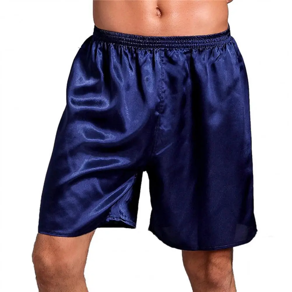 Men's Satin Silk Five-point Shorts Loose Pajamas Classic Solid Boxer Panties Beach Pants Underwear Short Men Sleepwear шорты