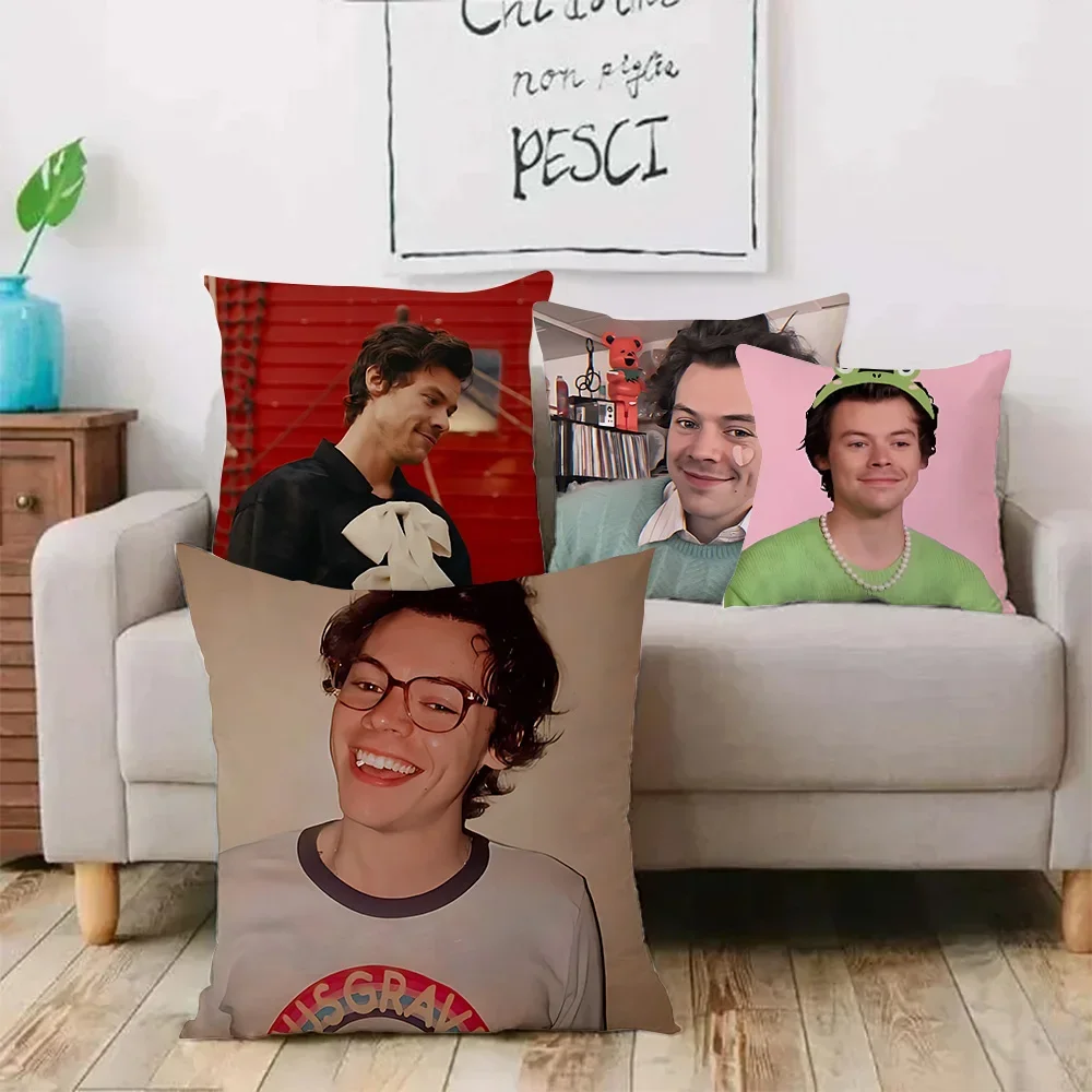 Pillow Covers Cartoon H-harry Styles Sofa Decorative Double-sided Printing Short Plush Cute Cushion Cover