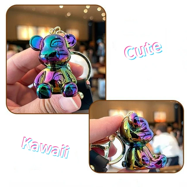 Kawaii Bear Keychain Bear Charms Resin Keychain Pendants Girl Kid Gift DIY  Jewelry Making Women Bag Car Mobile Phone Accessories