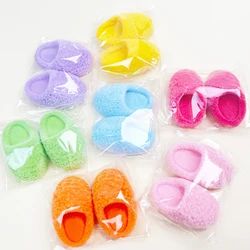 1pair 1/12 Dollhouse Simulation Plush Slippers Dolls Miniature Shoes Model Decor Dolls Dress Up Accessories Pretend Play Toy