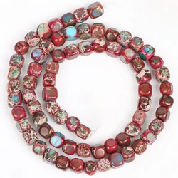 Sea Sediment Turquoise Jasper Natural Stone Beads for Jewelry Making, 5mm, 15'' Strand (Red Blue)