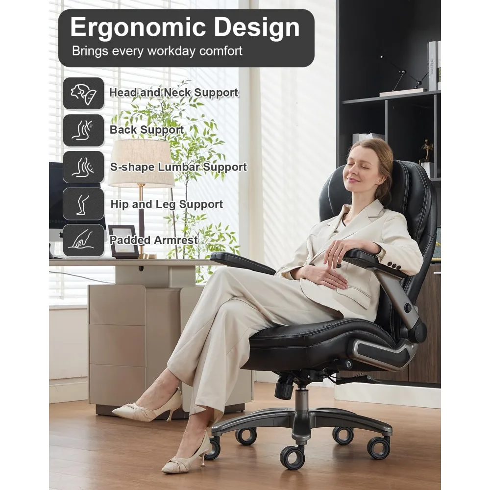 Executive Office Chair with Adjustable 5D Arms, 600lbs Big and Tall Office Chair 4