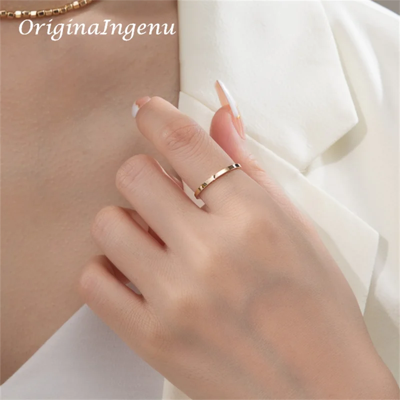 14K Gold Filled Flat Band Ring Handmade Minimalism Ring Dainty - Main Image