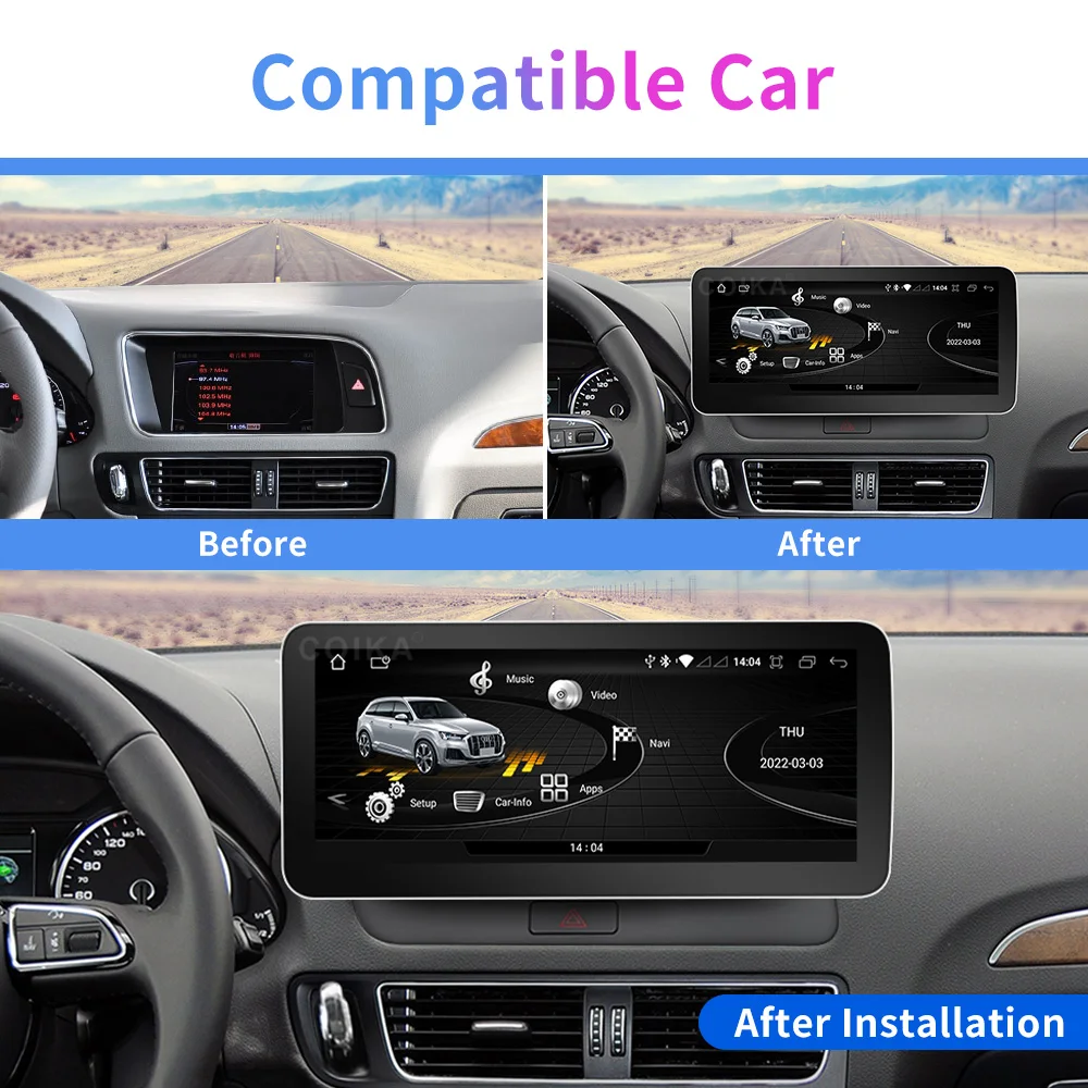 Audi Q5 2008-2017 Aftermarket GPS Navigation with 7 touchscreen, Audi Q5  2008-2017 Autoradio GPS Aftermarket Android Head Unit Navigation Car Stereo