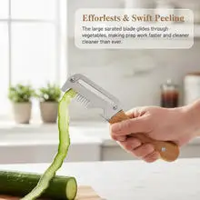 Durable Smooth Stainless Steel Peeler Wooden Handle Multifunctional Professional Kitchen Tool for Daily Fruit Veg Vegetable Cook 4