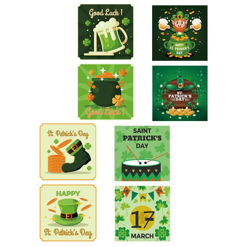 

8 Pcs Bottle Decoration Stickers Bottles Label Paper St Patrick's Day Decals