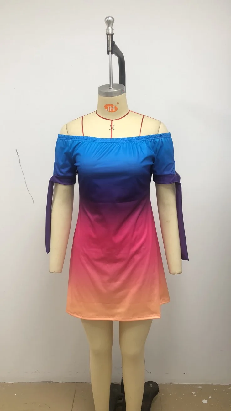 Vestido Estampado Sexy A La Moda Para Mujer, Vestido Acampanado De Manga Corta Con Hombros Descubiertos, Minivestidos Con Hombros Descubiertos Para Mujer - details 40