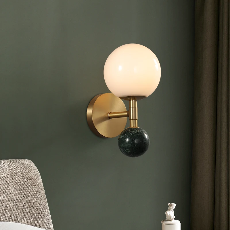 

XK Copper Light Luxury Wall Lamp Living Room Aisle Bedside Lamp Creative Magic Bean Nordic Lamps
