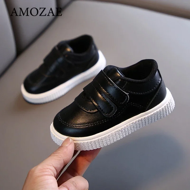 Baby Shoes Children's Leather White Shoes For Girls Kids Sneakers Boys Sport Shoes Flexible Sole Trainers School Running Shoes 4