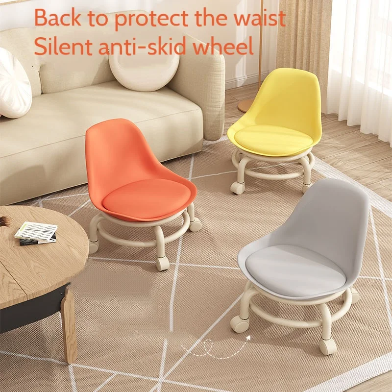 

Pu Waterproof Children's Universal Wheel Small Stool Toddler Learning To Walk Sliding Multi-Function Rotary Soft Sitting Pulley