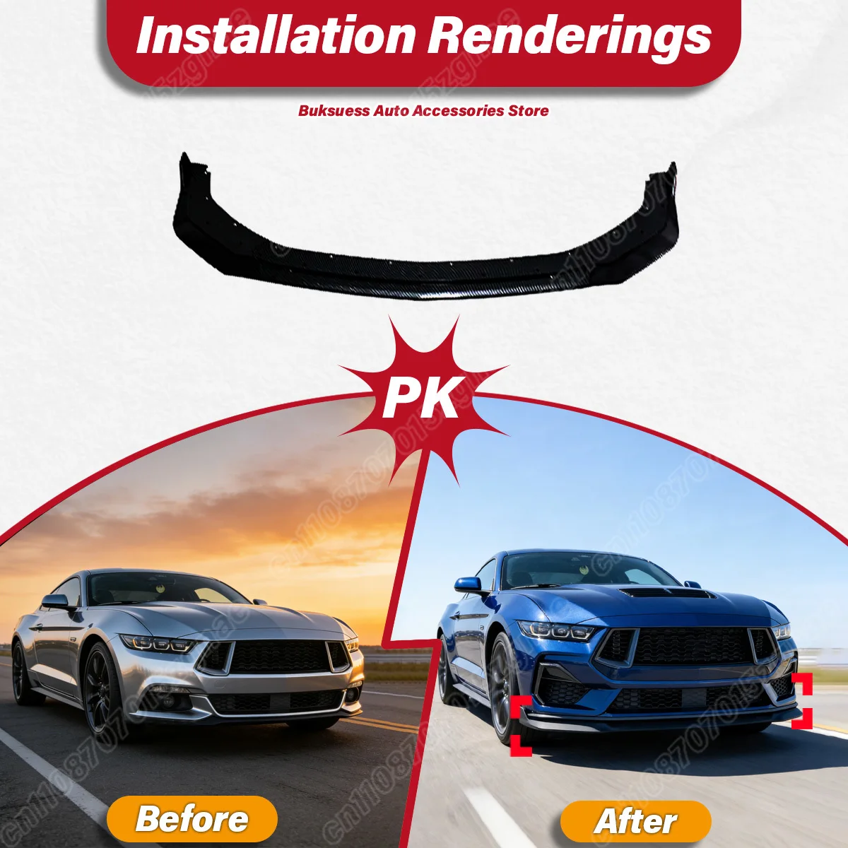 포드 머스탱 S650 GT 에코부스트 2024 2025 자동차 프론트 범퍼 스포일러 스플리터 립 로워 바 가드 바디 개조 키트