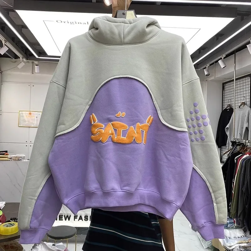 

High Quality Puff Print Saint Michael Vintage Hoodie Men Women Heavy Fabric Hooded Oversize Pullovers