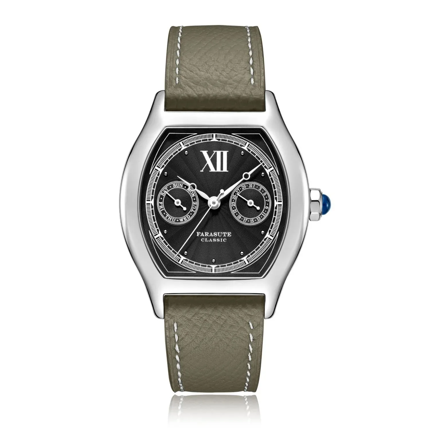 

FARASUTE Men Quartz Watch 36mm*44mm Tonneau Top Luxury Brand Wristwatch Sapphire 50M Waterproof VH64 Panda Dial Week Date