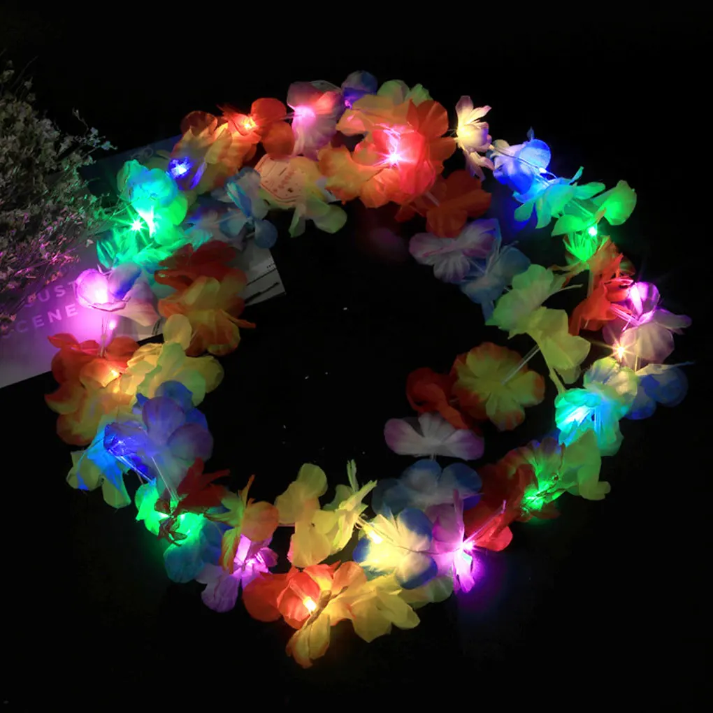 

24piece Rainbow Flower With LED Lights - Vibrant AmbianceAt Any Event Easy To LED Hawaiian Leis