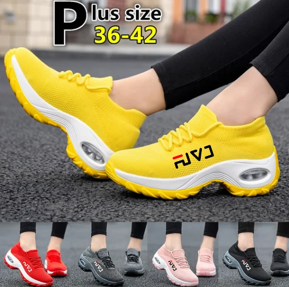 Women Tennis Shoes Breathable Mesh Height-increasing Slip-on Female Sock Footwear Outdoor Women Sneakers Thick Bottom Platforms