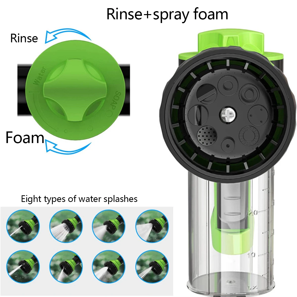 1pc Upgrade Garden Hose Nozzle Sprayer Water Volume Control High Pressure Water Gun 8 Adjustable Watering PatternsWateringPlants