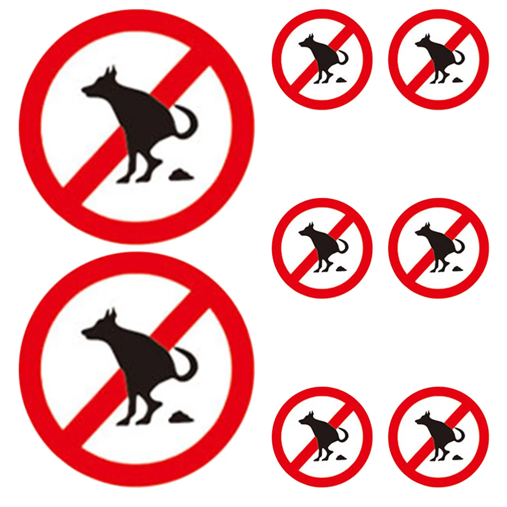 Stickers Pet Poop No Pooping Sign Dog Anti-smoke Lawn Signs Prohibition 8 Pcs